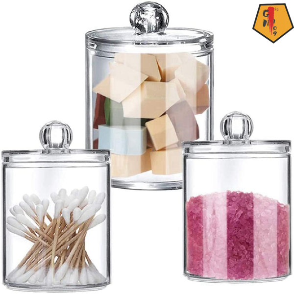 Rebrilliant Leedell Plastic 2 Piece Bathroom Storage Jar Set | Wayfair